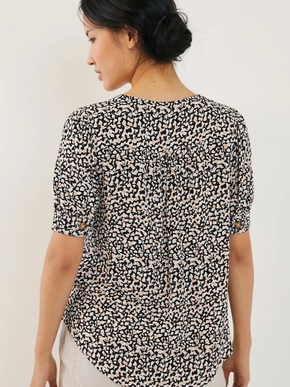 Maeve by Anthropologie Short Sleeve Button Down Blaise Top Size 10 - Picture 2 of 8